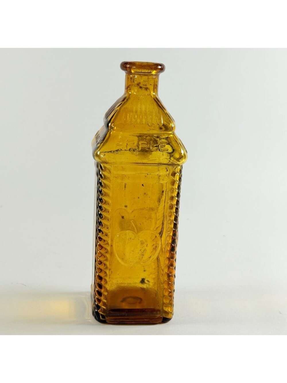 Vintage Wheaton Berrings Embossed Brown Yellow Glass Apple Bitters Bottle 9.5”